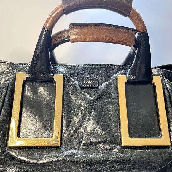 Chloe Ethel Black and Gold Satchel - Picture 11 of 12